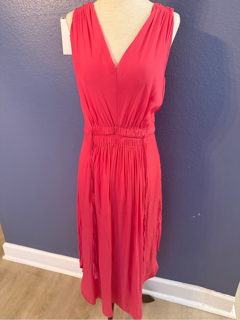 Tahari Fuchsia V-Neck Sleeveless Midi Dress